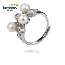 5.5-6mm AA Sterling Silver White Round 925 Silver Freshwater Pearl Ring